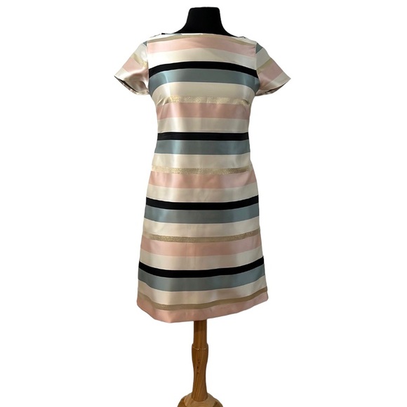 Donna Ricco Pastel Striped Shift Dress size 6 - Picture 2 of 9
